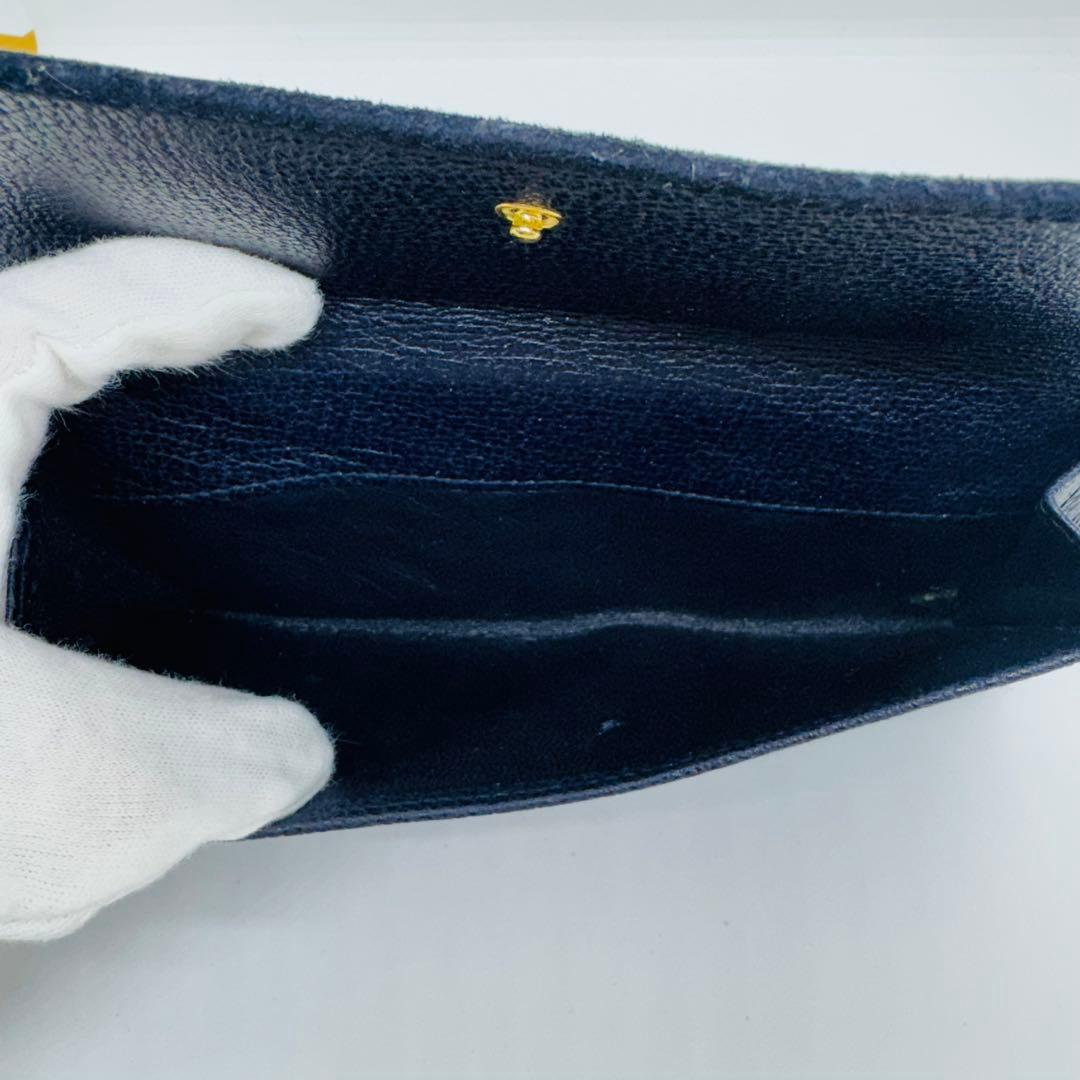 ✨GUCCI✨グッチ✨レザー✨ネイビー✨バンブー✨長財布✨