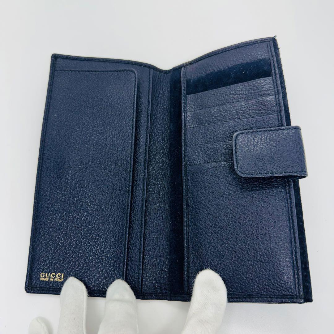 ✨GUCCI✨グッチ✨レザー✨ネイビー✨バンブー✨長財布✨