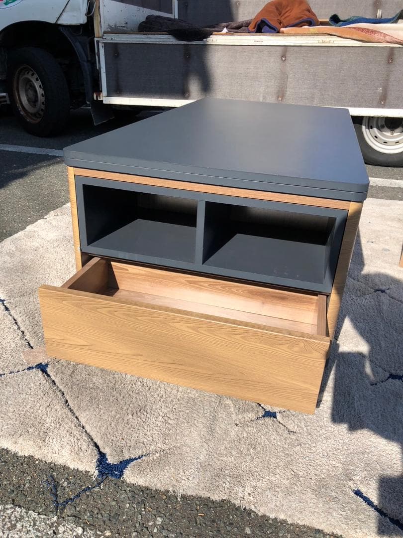 【コンテナ保管】 リフトアップテーブル 昇降式コーヒーテーブル