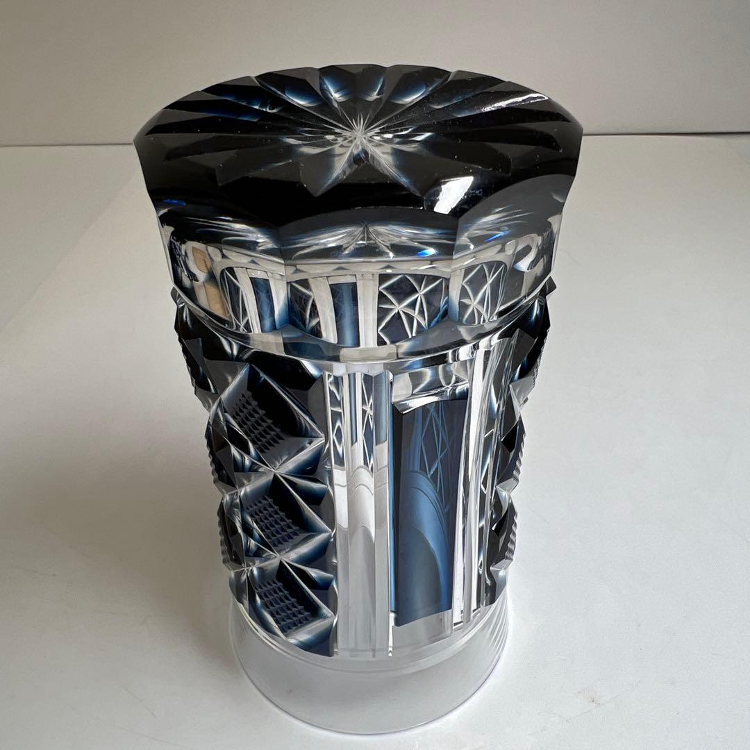 薩摩切子 島津磯斉 色被せ切子ガラス タンブラーB 共箱 東Y7-1205☆2F