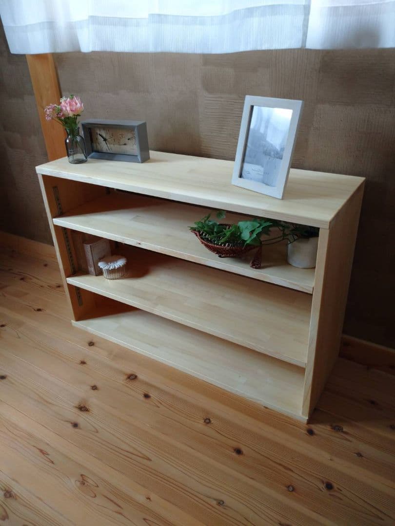 【送料無料】天然木　赤松集成材　棚板可動式　シェルフ　飾り棚　絵本棚　本棚