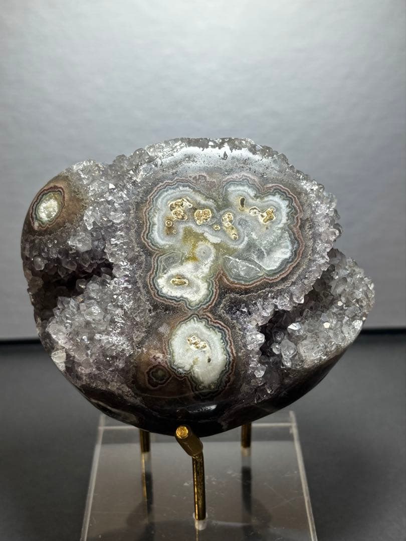 レア ウルグアイ産 ドゥルージーアメジスト スタラクタイトアイズ 383g