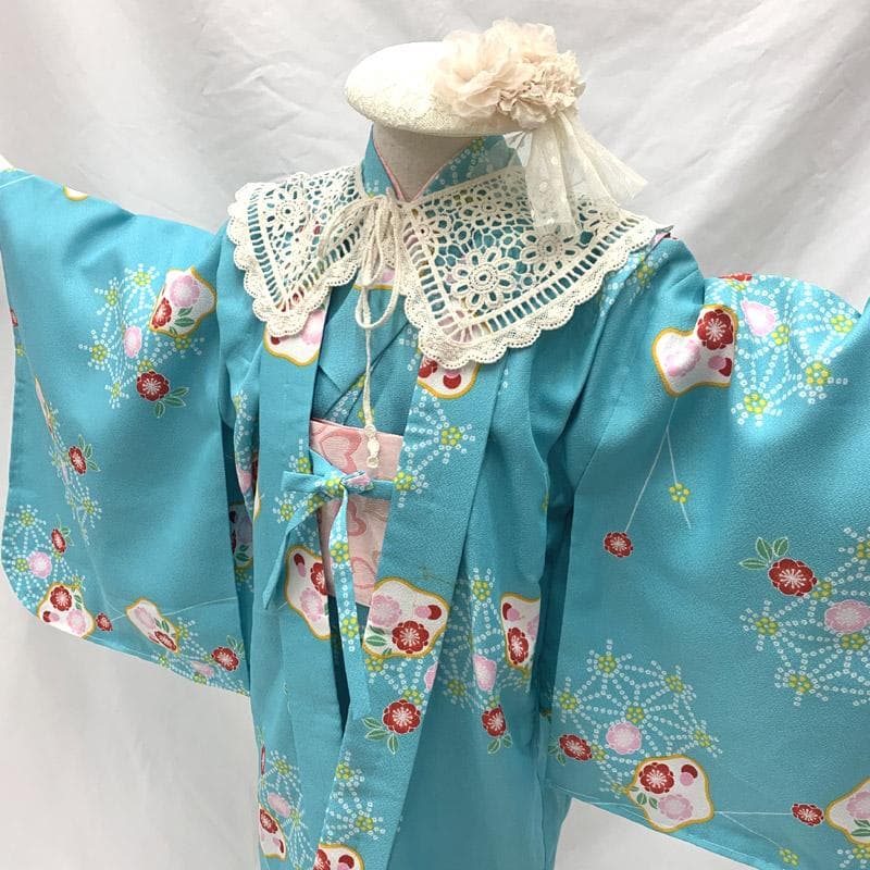 602ag3■節句 卒園式 七歳 八歳 着物&袋帯&羽織 アンサンブル■良好