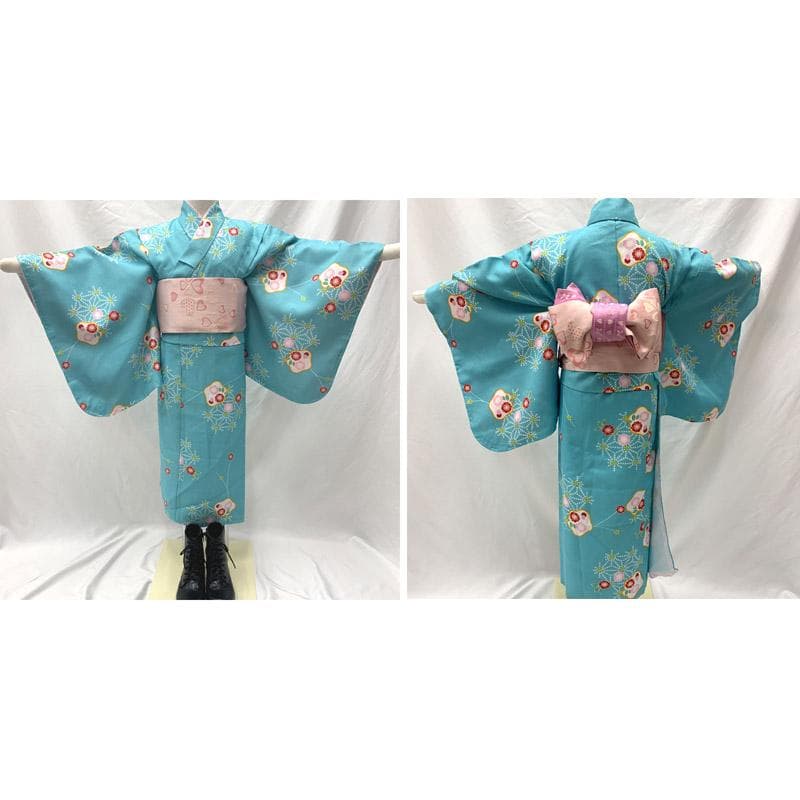 602ag3■節句 卒園式 七歳 八歳 着物&袋帯&羽織 アンサンブル■良好