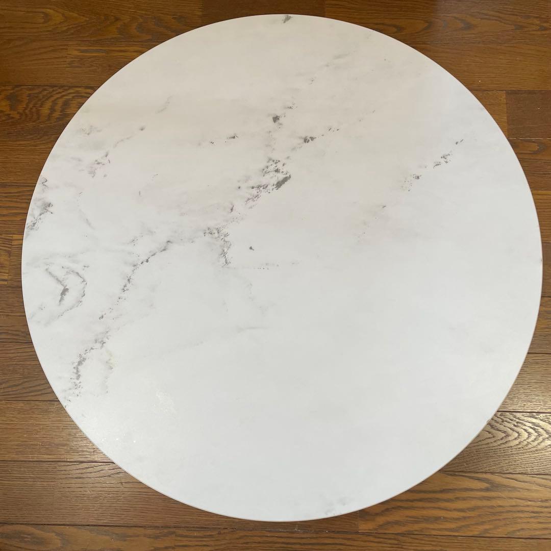 【美品】LOWYA 大理石柄リビングテーブル 丸テーブル[幅69]