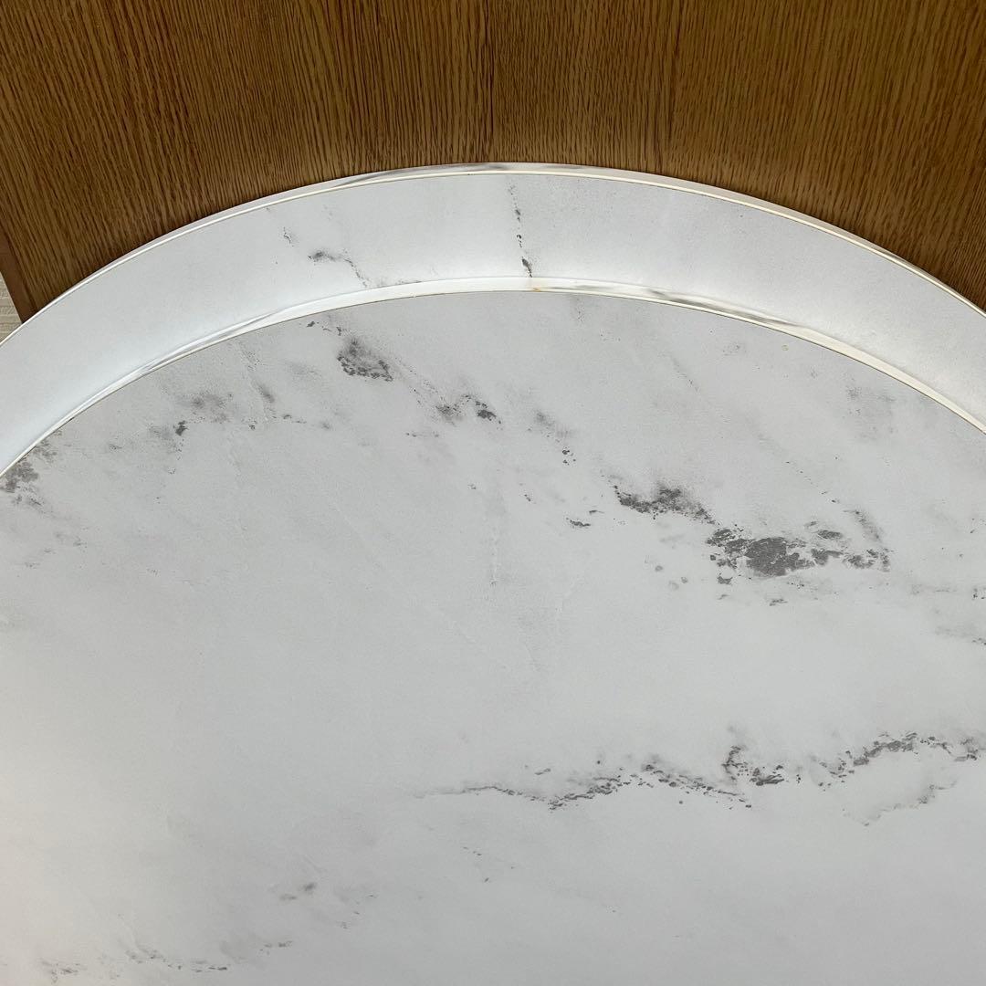 【美品】LOWYA 大理石柄リビングテーブル 丸テーブル[幅69]