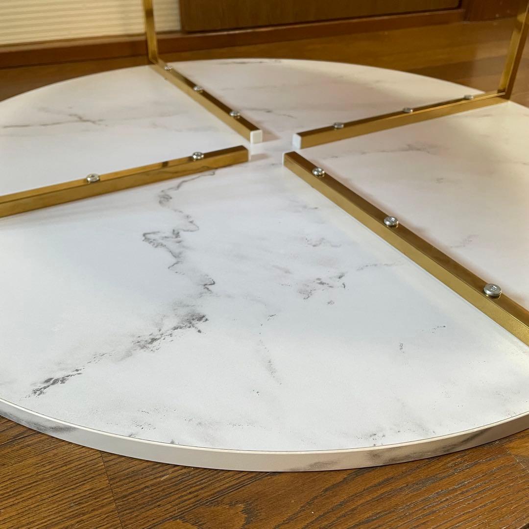 【美品】LOWYA 大理石柄リビングテーブル 丸テーブル[幅69]