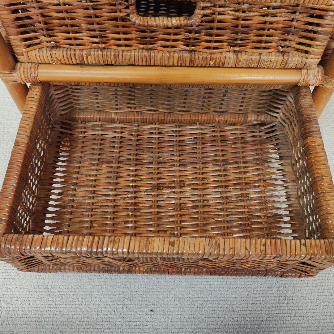 ラタン 籐家具 ヴィンテージ チェスト 昭和レトロ アーチ型 ラック 棚