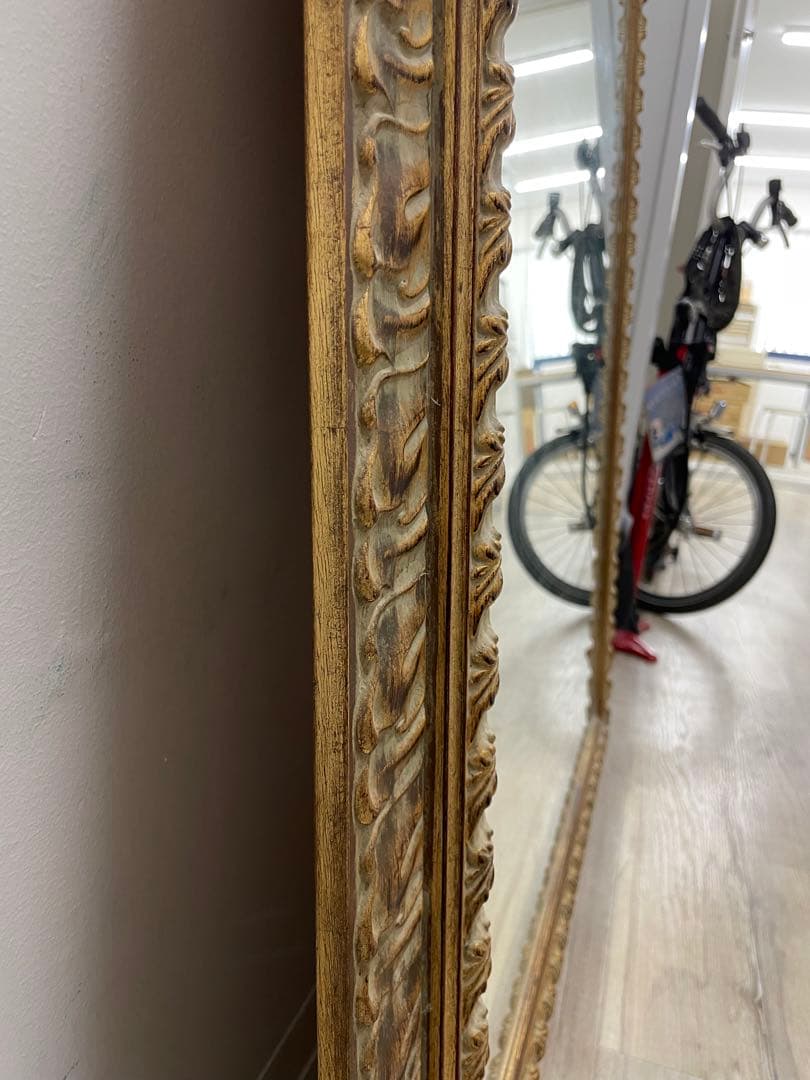 ヴィンテージ鏡　木彫・金色額縁