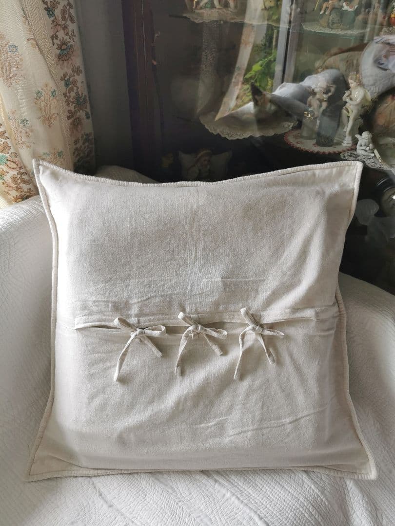 ヴィンテージフランス ブティキルト風 向日葵モチーフ 64㎝大型クッションカバー