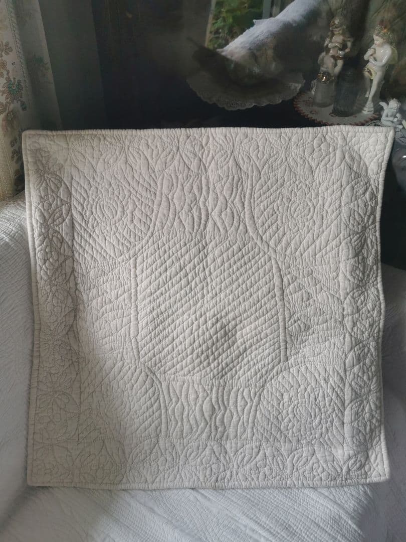 ヴィンテージフランス ブティキルト風 向日葵モチーフ 64㎝大型クッションカバー