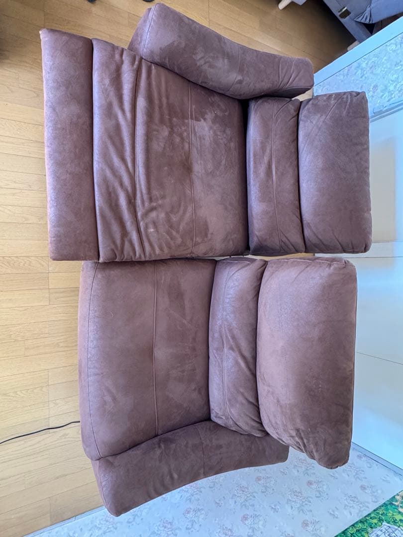 ブラウン リクライニングソファ 2人掛け