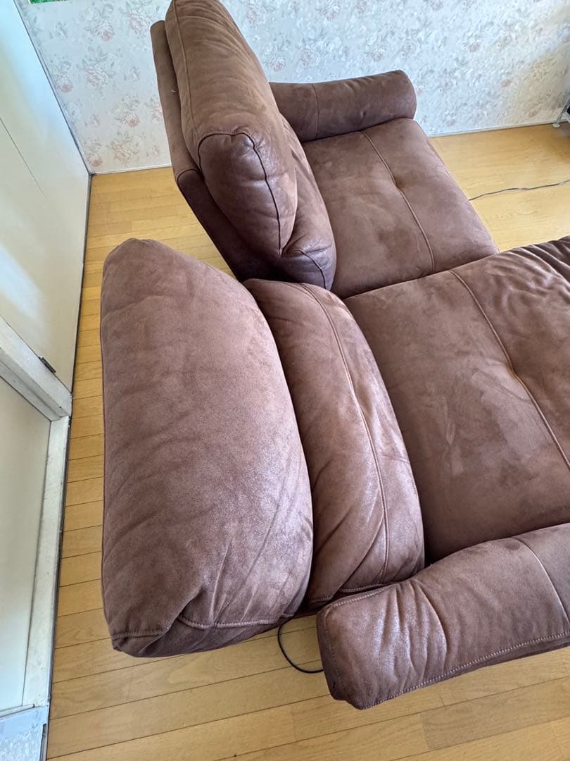 ブラウン リクライニングソファ 2人掛け