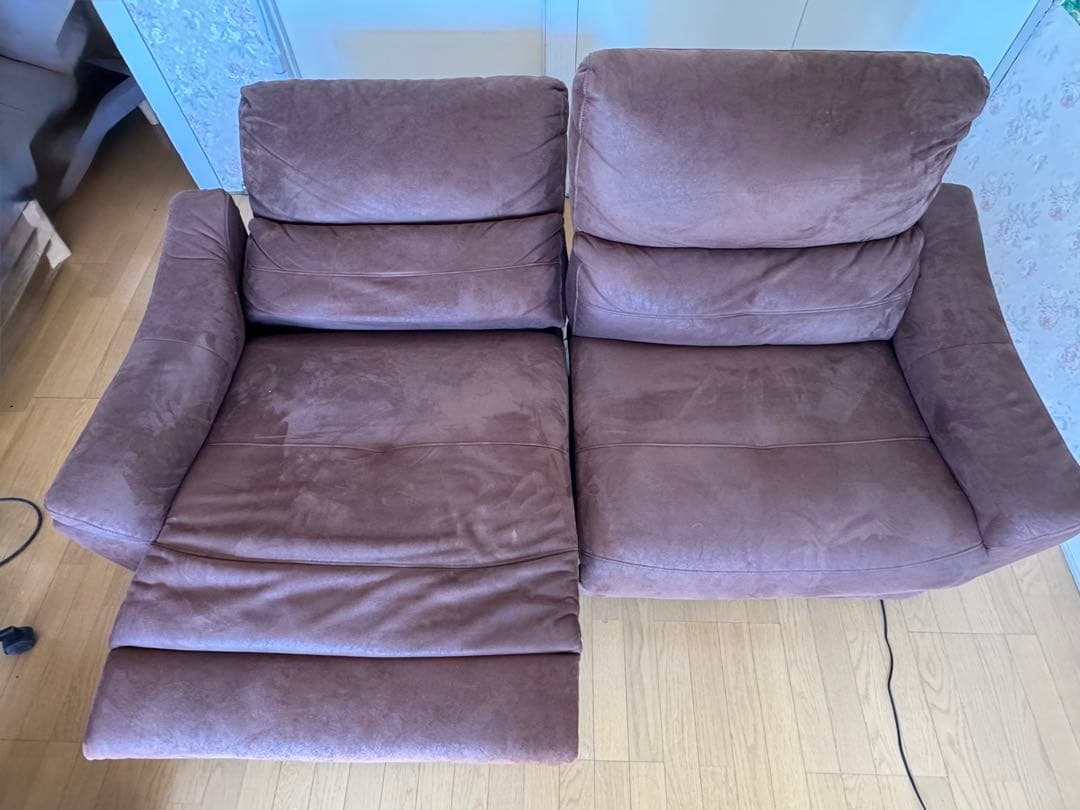 ブラウン リクライニングソファ 2人掛け