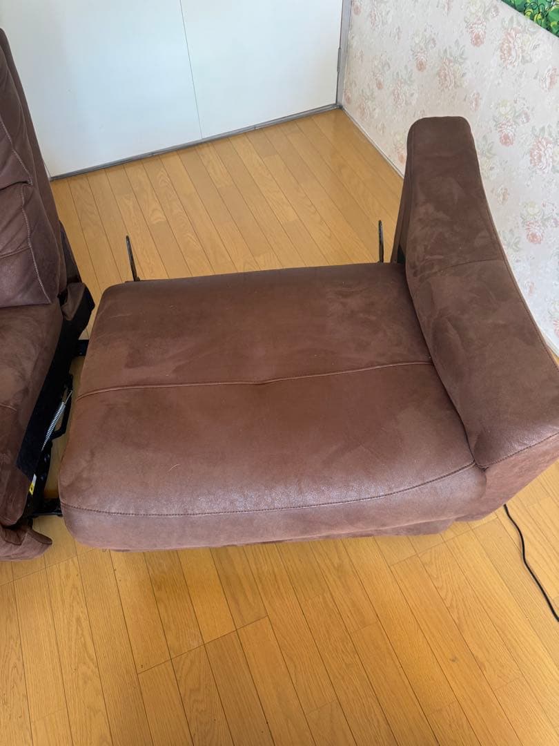 ブラウン リクライニングソファ 2人掛け