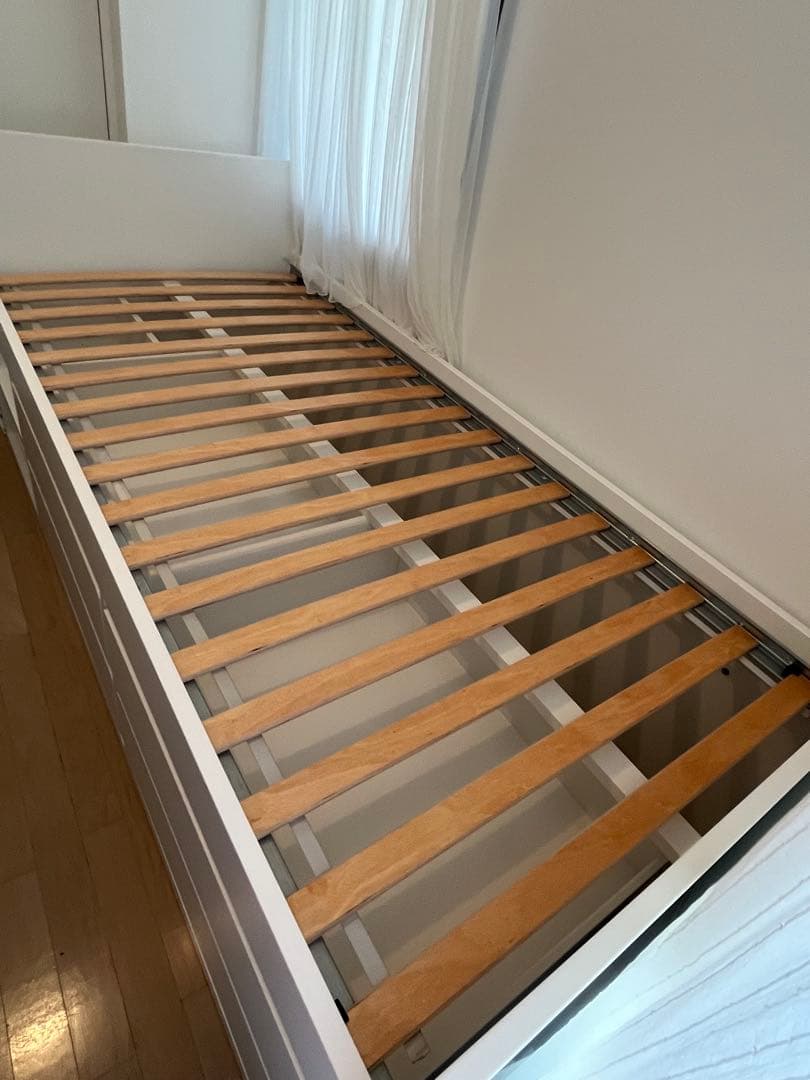 【美品】IKEA 人気のSLÄKT（スレクト）シングルベッド 収納付き ホワイト