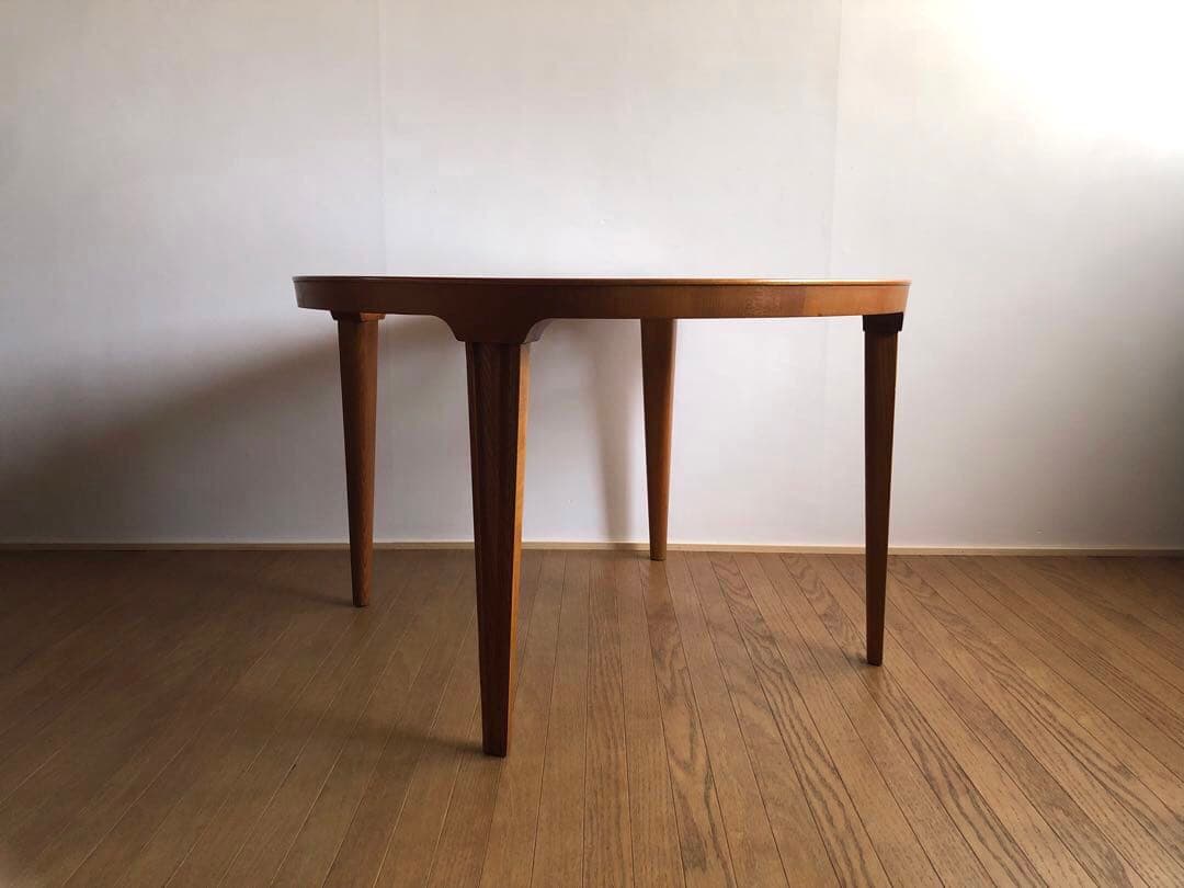 北欧ヴィンテージ デンマーク製 ラウンドテーブル コーヒーテーブル 工芸ガラス