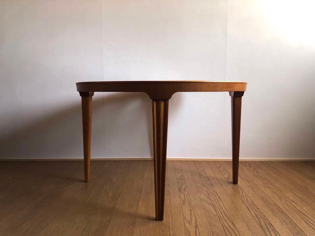 北欧ヴィンテージ デンマーク製 ラウンドテーブル コーヒーテーブル 工芸ガラス