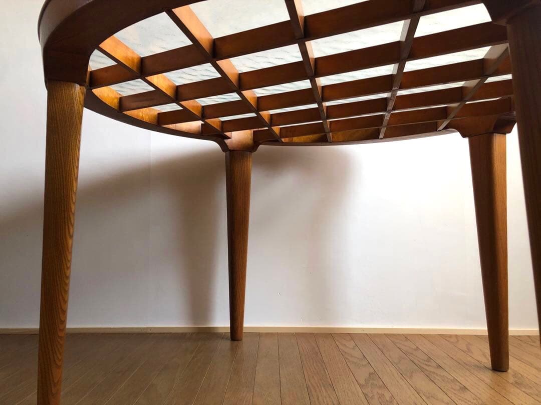 北欧ヴィンテージ デンマーク製 ラウンドテーブル コーヒーテーブル 工芸ガラス