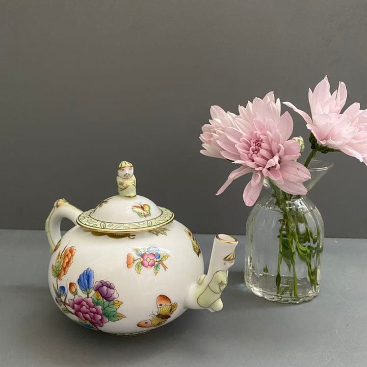 《最終値下げ》ヘレンド　ヴィクトリアブーケ　ミニティーポット　おじさん付き