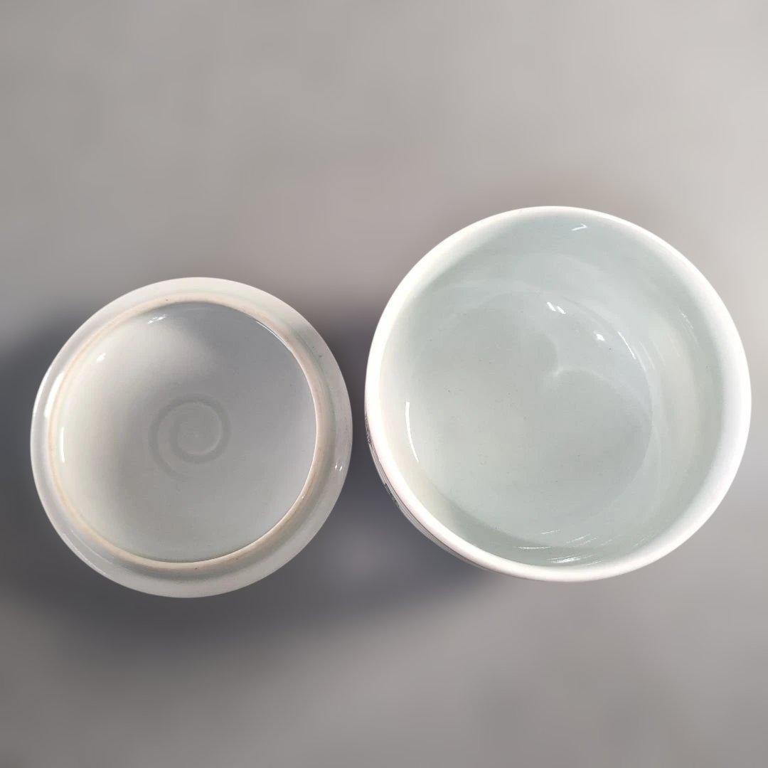 A1372-1/京焼/平安萬珠堂/着彩花鳥文汲出茶碗10客/蓋茶碗/懐石道具/