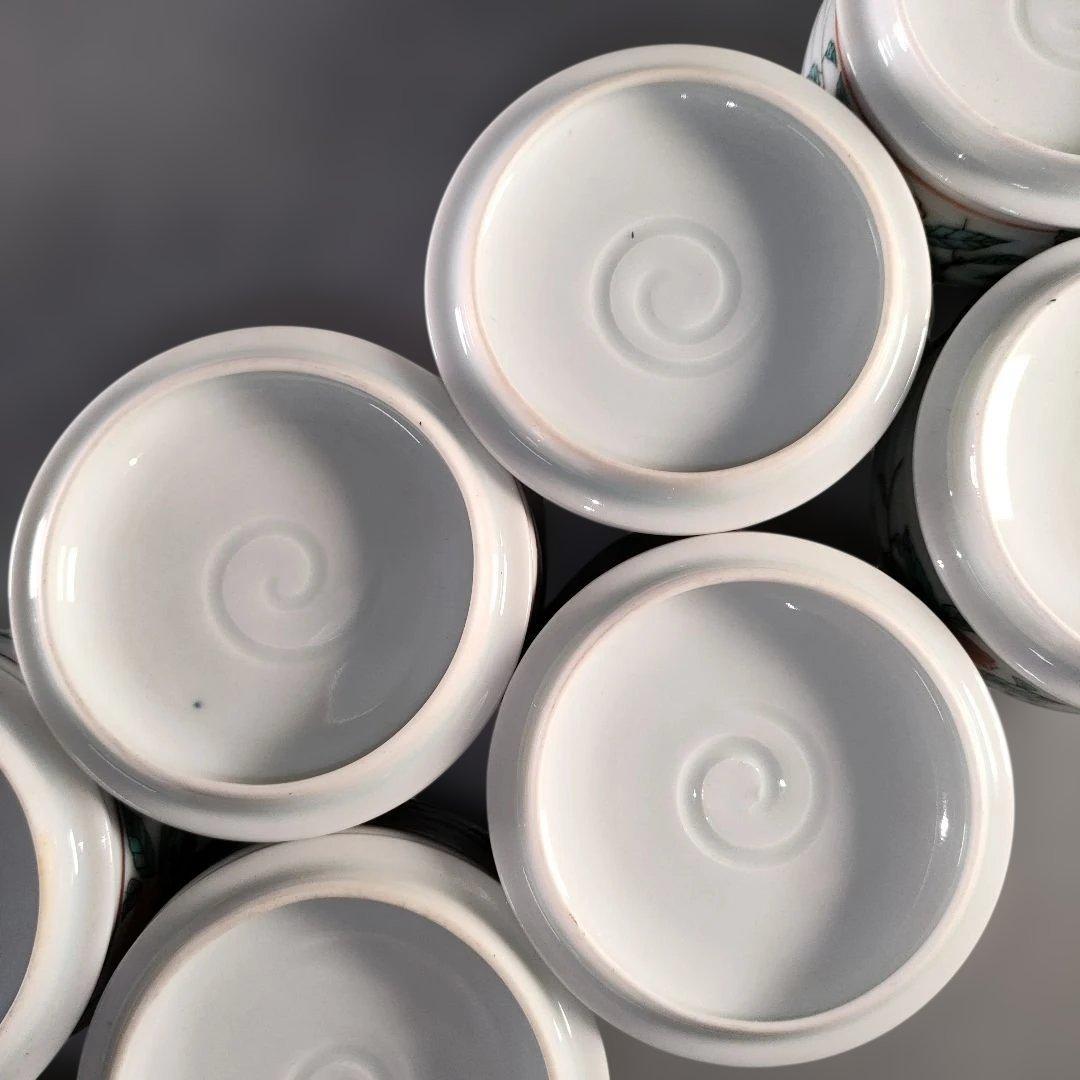 A1372-1/京焼/平安萬珠堂/着彩花鳥文汲出茶碗10客/蓋茶碗/懐石道具/