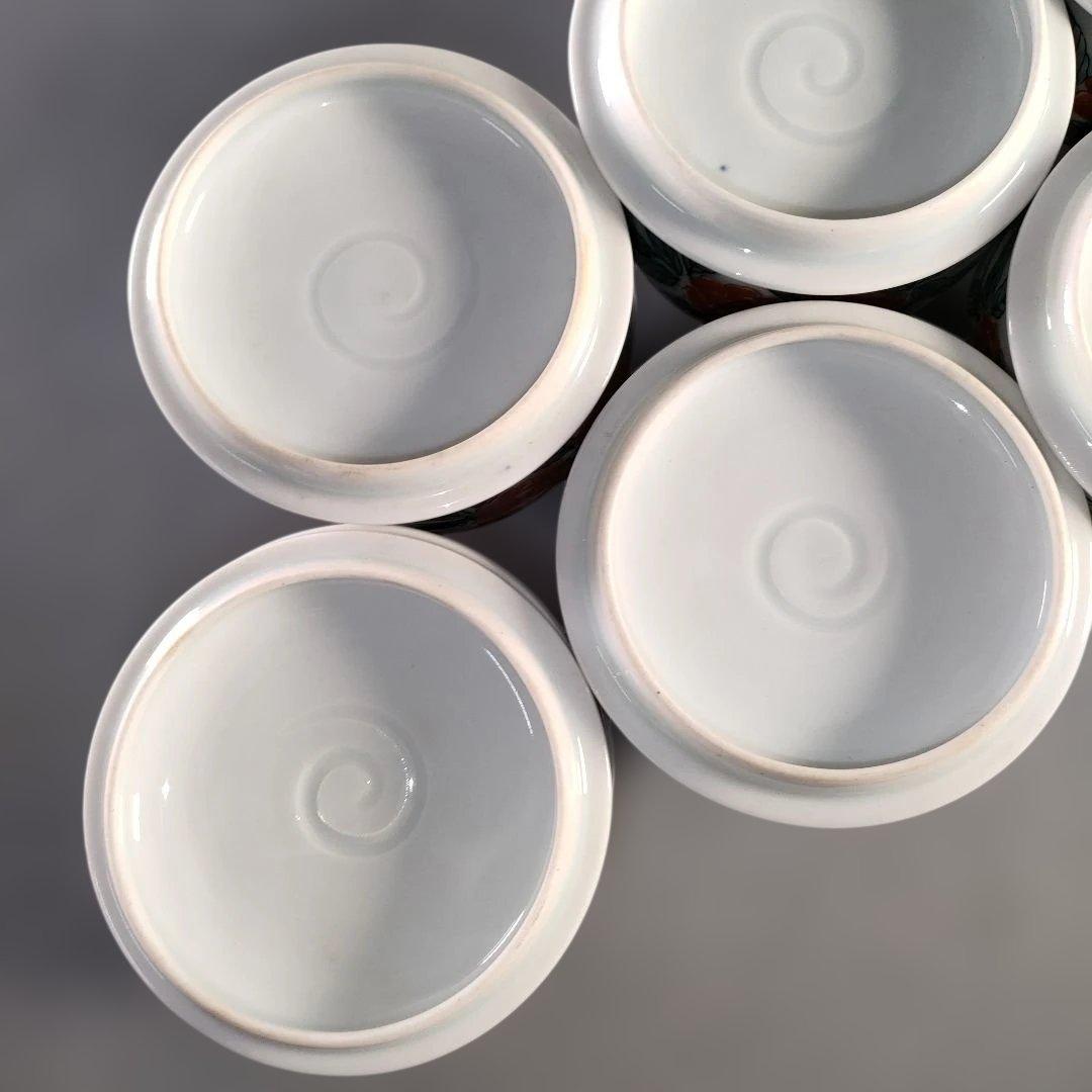 A1372-1/京焼/平安萬珠堂/着彩花鳥文汲出茶碗10客/蓋茶碗/懐石道具/