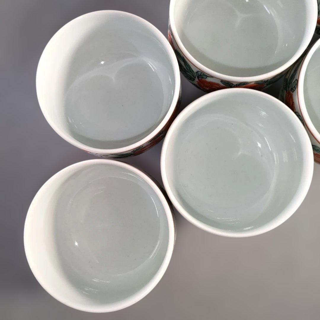 A1372-1/京焼/平安萬珠堂/着彩花鳥文汲出茶碗10客/蓋茶碗/懐石道具/