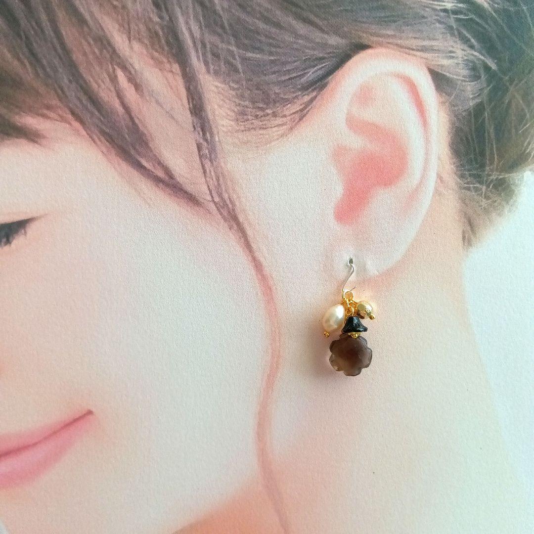 9170 スモーキークォーツ バロックパール チェコビーズ パーツ