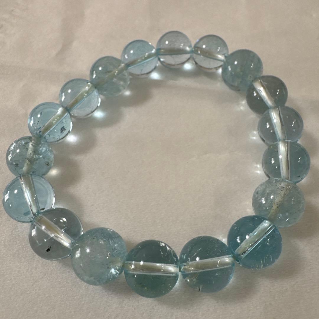 水晶 ブレスレット 水色 約8mm