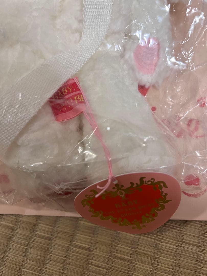 BABY 原宿限定 うさくみゃちゃんポシェット ピンク×黒ギンガムリボン