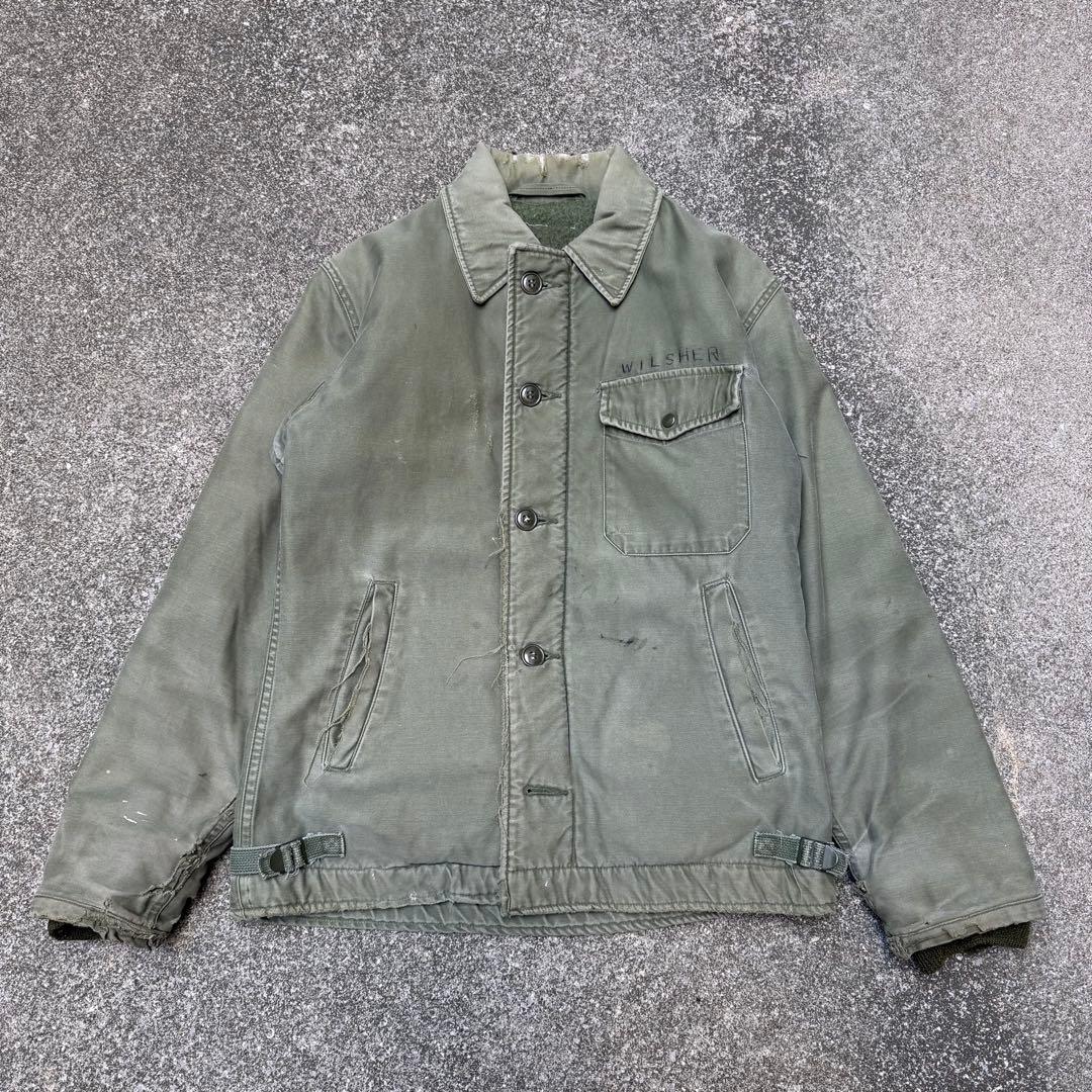 希少 最初期 60s 米軍 実物 USN A-2 デッキジャケット三角フラップM