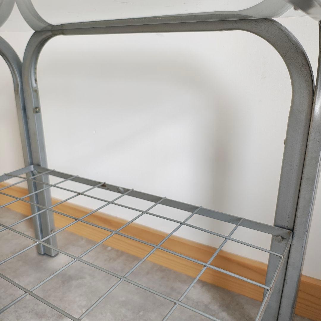 ミッドセンチュリー 昭和レトロ ガラステーブル ローテーブル アイアンフレーム