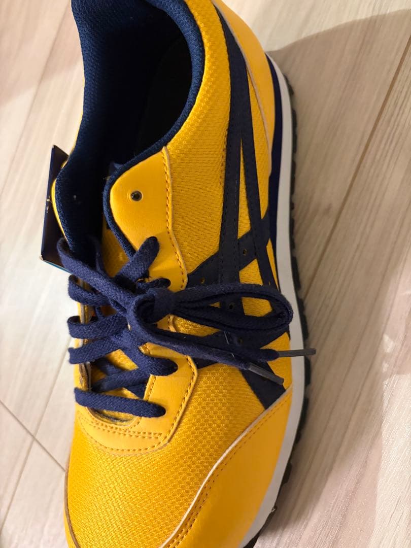 ASICS イエロー ネイビー スニーカー