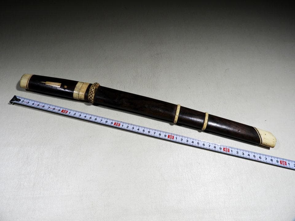 ○現状品 リメイクに 短刀拵え 合口拵 つなぎ入 黒檀 象骨素材 全長