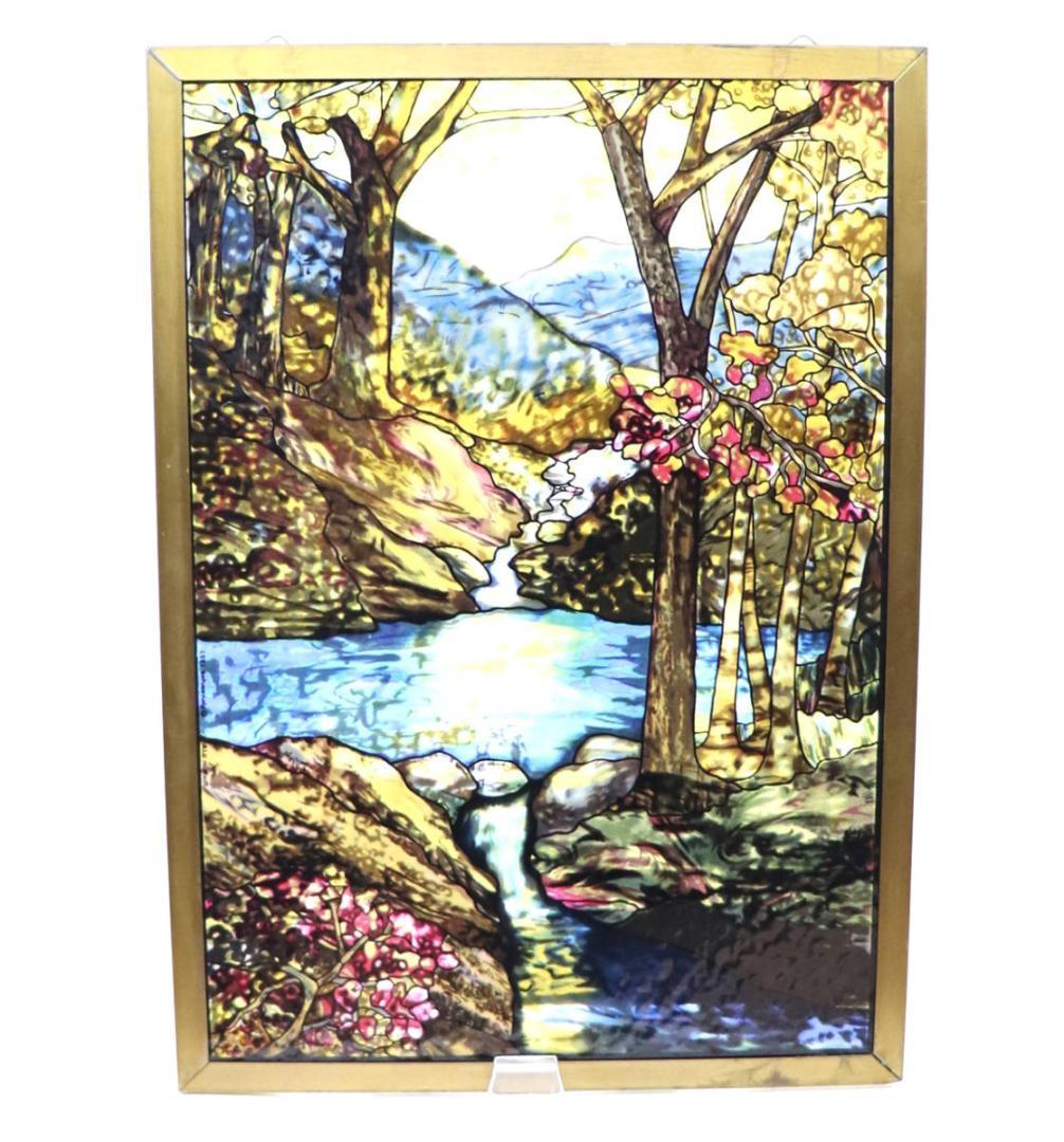 ルイス・C・ティファニー ヴィンテージステンドグラス 稀少型 黄金の風景 美術館