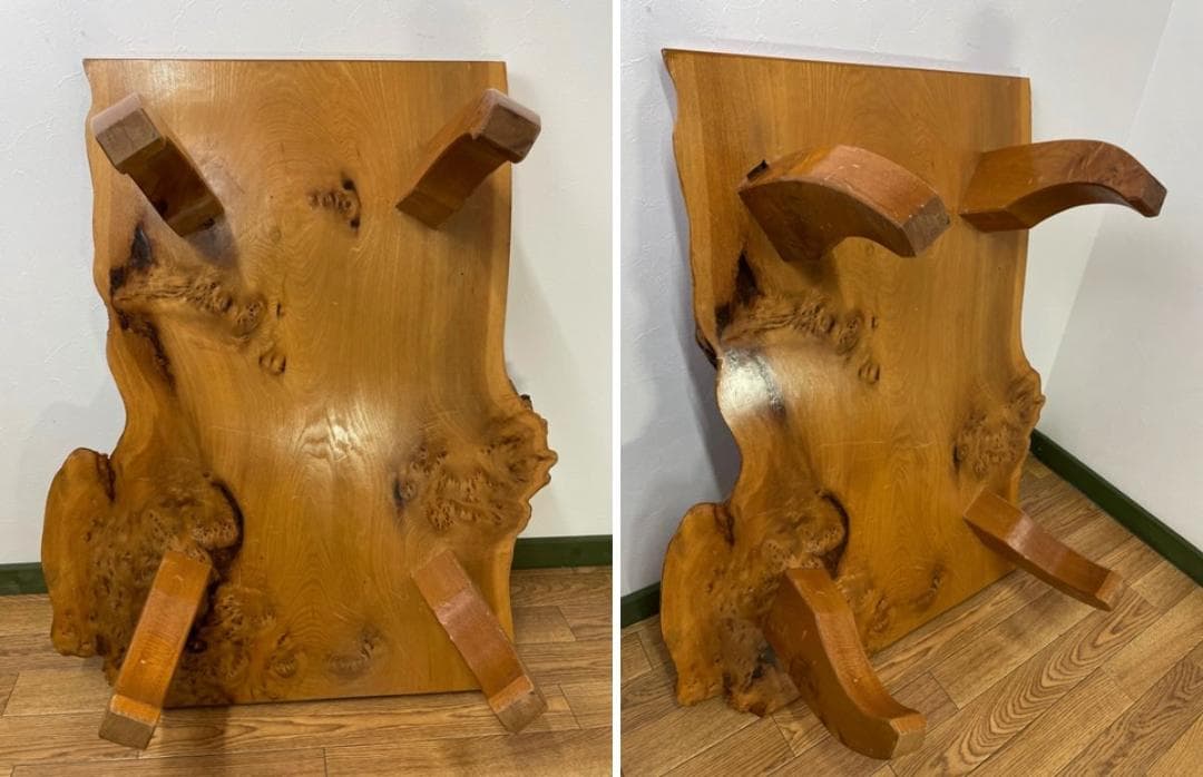 ☆天然木 かば 木瘤 コブ 一枚板 花台 盆栽台 瓶台 香炉卓 テーブル 部材