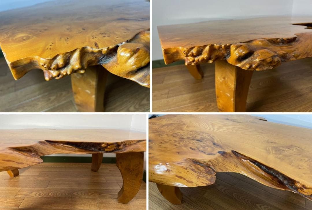 ☆天然木 かば 木瘤 コブ 一枚板 花台 盆栽台 瓶台 香炉卓 テーブル 部材