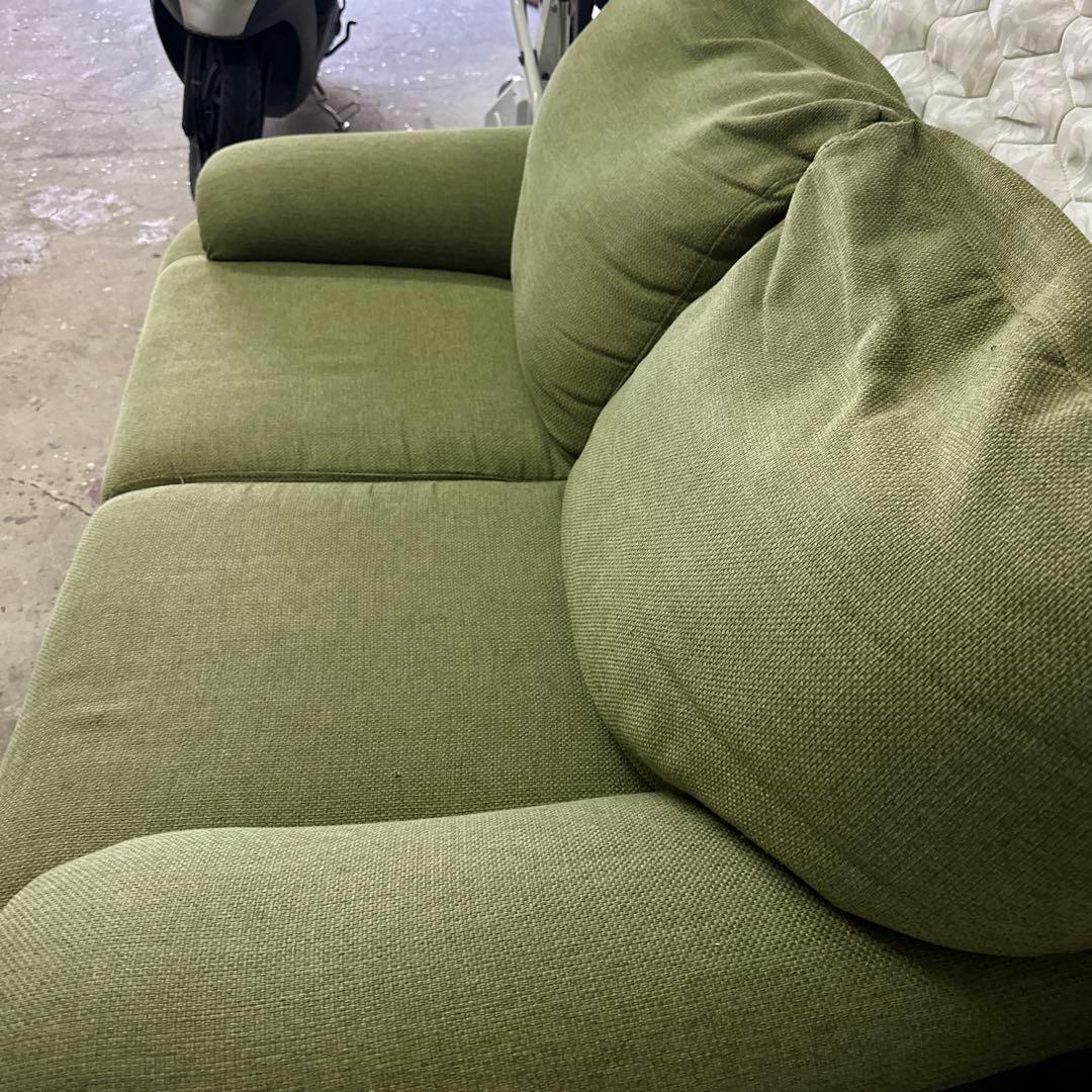 グリーン ファブリック 2人掛けソファ