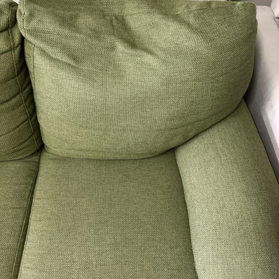 グリーン ファブリック 2人掛けソファ