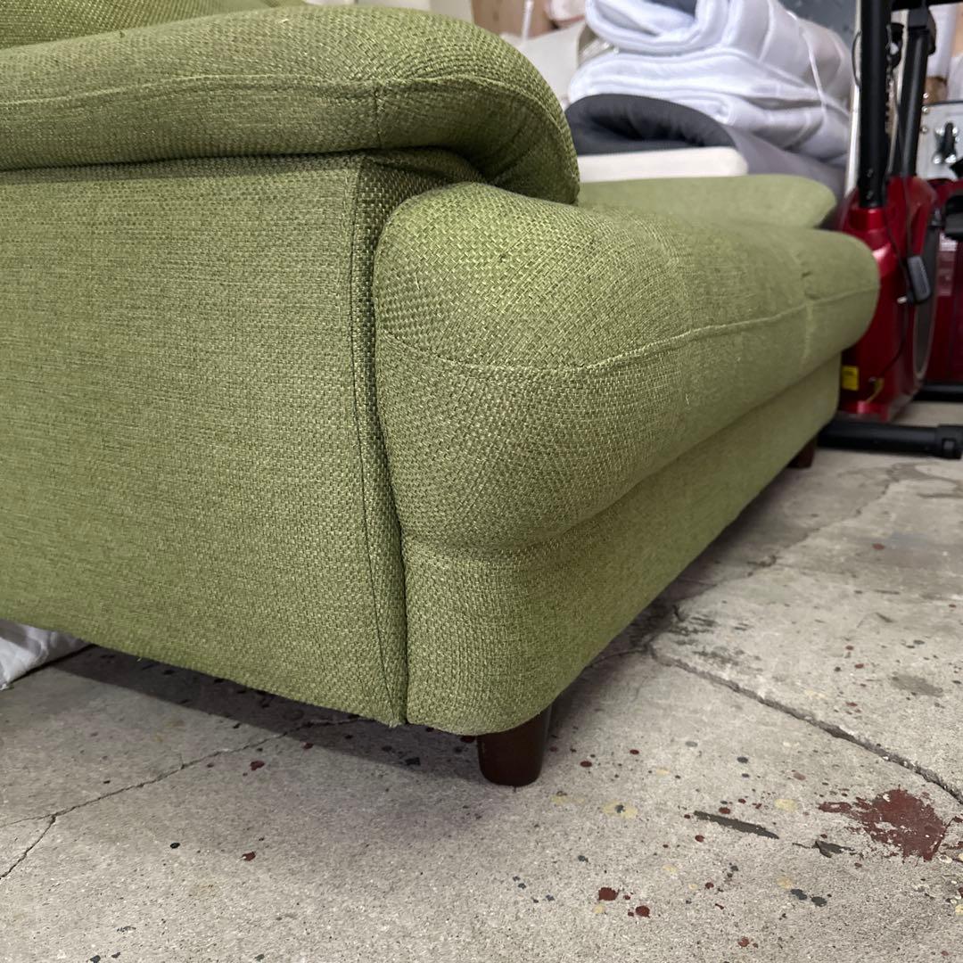 グリーン ファブリック 2人掛けソファ