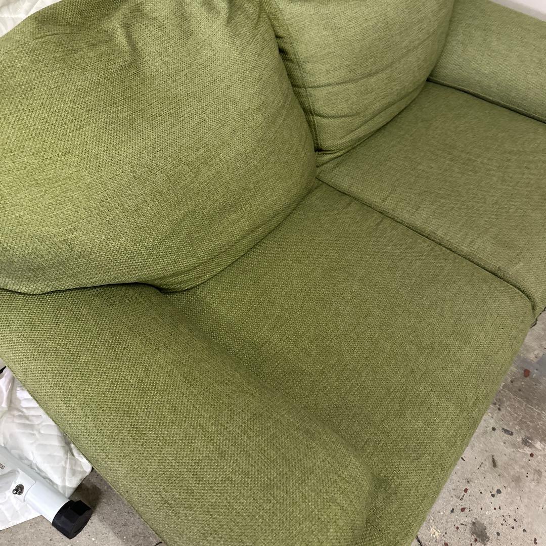 グリーン ファブリック 2人掛けソファ