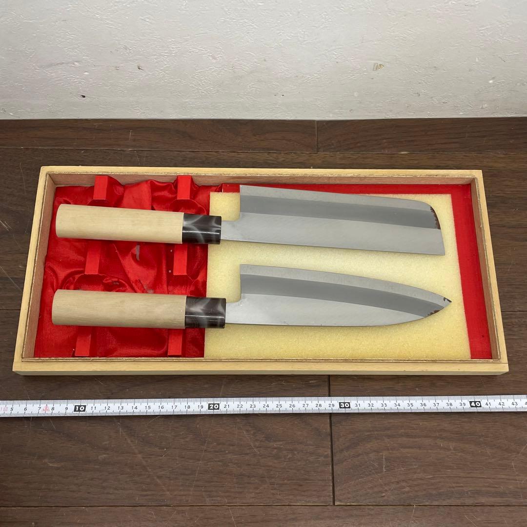 ECK37g 特選御料理庖丁 2本 セット 三徳 菜切 宗丹作 和包丁 刃物