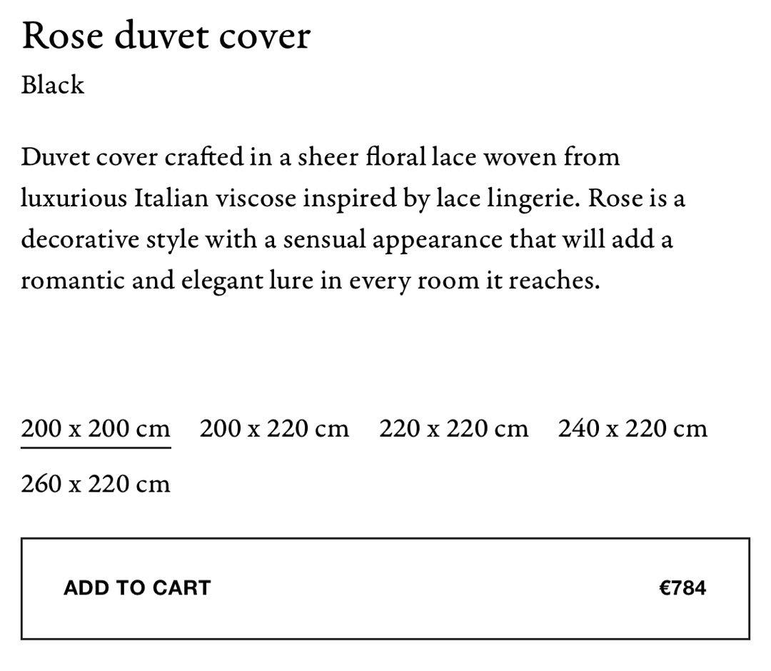 《未使用》Magnibarg Rose Duvet Cover ブラック