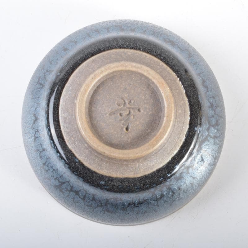 り　京焼　清水焼　鴻応窯　安房幸男作　油滴天目　ぐい呑　共箱　V　4200