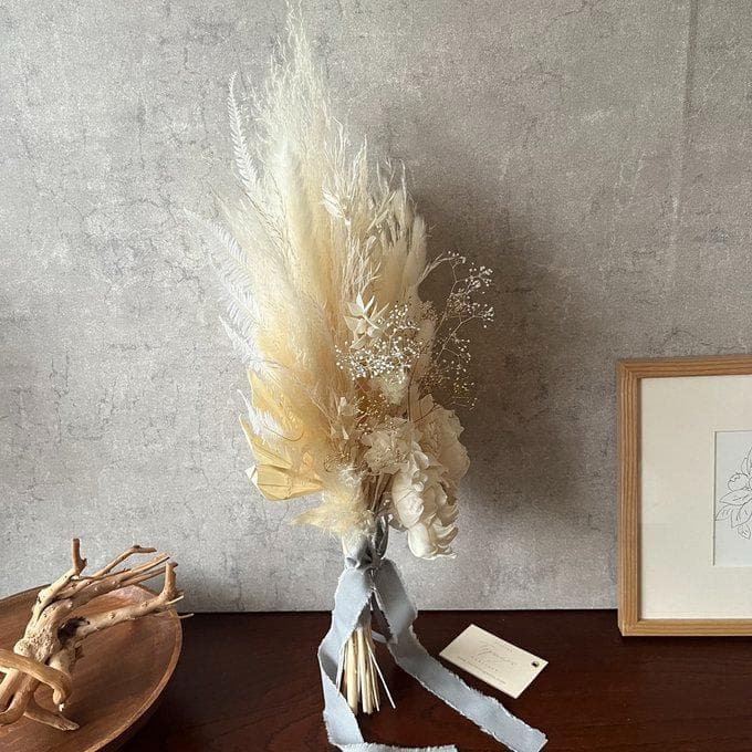 長さ約60cm・ホワイト＆少しゴールドのロングswag LLふっくらタイプ