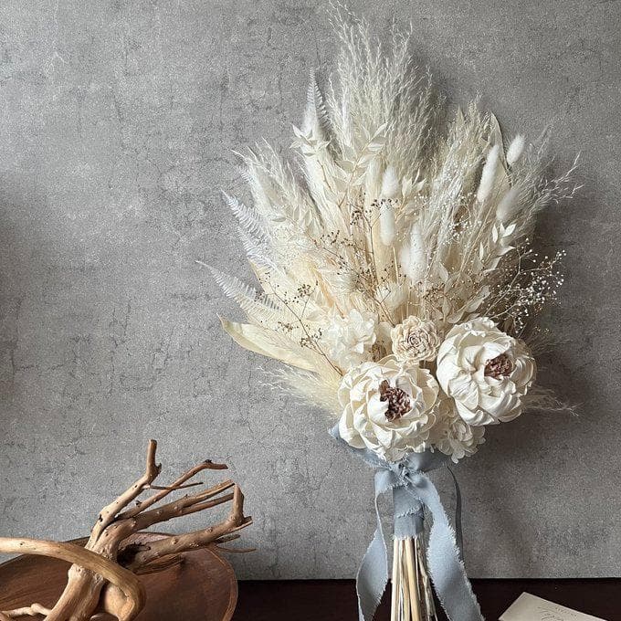 長さ約60cm・ホワイト＆少しゴールドのロングswag LLふっくらタイプ