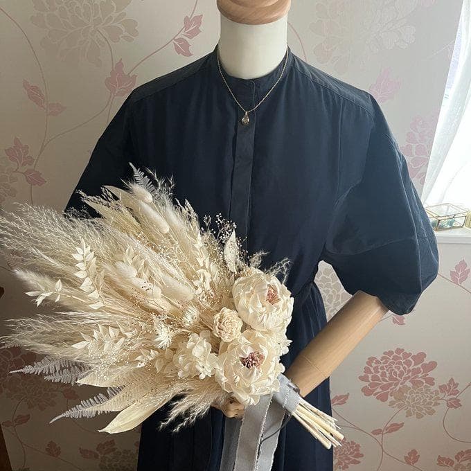 長さ約60cm・ホワイト＆少しゴールドのロングswag LLふっくらタイプ