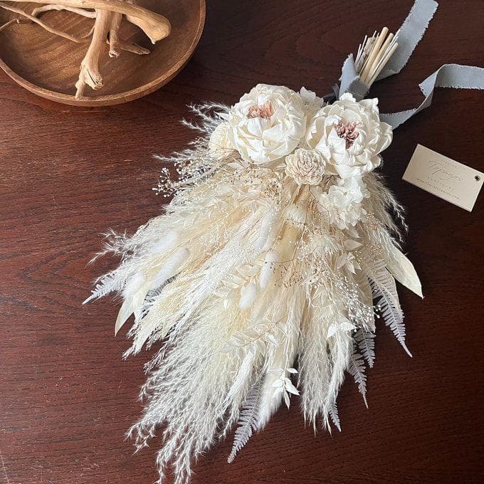 長さ約60cm・ホワイト＆少しゴールドのロングswag LLふっくらタイプ