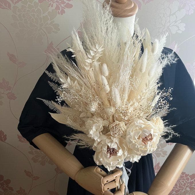 長さ約60cm・ホワイト＆少しゴールドのロングswag LLふっくらタイプ